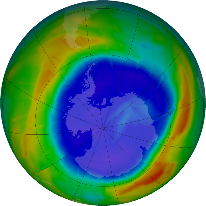 Antarctic ozone map for 07 September 2009
